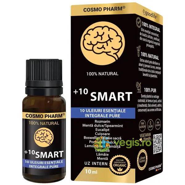 Complex uleiuri esentiale+ 10 SMART, claritate si echilibru interior, 10 ml, Cosmo Pharm