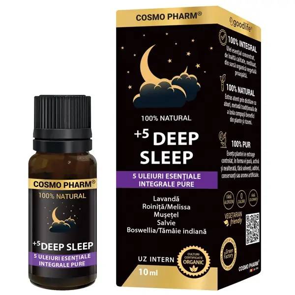 Amestec uleiuri esentiale + 5 DEEP SLEEP, pentru un somn odihnitor, 10 ml, CosmoPharm