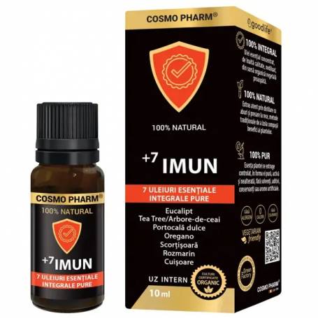 Amestec de uleiuri esentiale + 7 IMMUN, pentru sanatatea respiratorie si imunitara, 10 ml, CosmoPharm