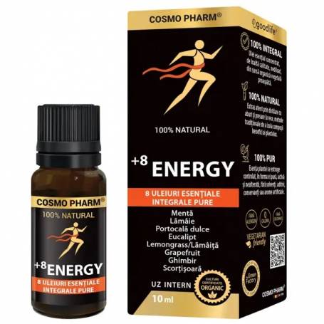 Complex de uleiuri esentiale + 8 ENERGY, forta si pasiune pentru activitatile zilnice, 10 ml, CosmoPharm