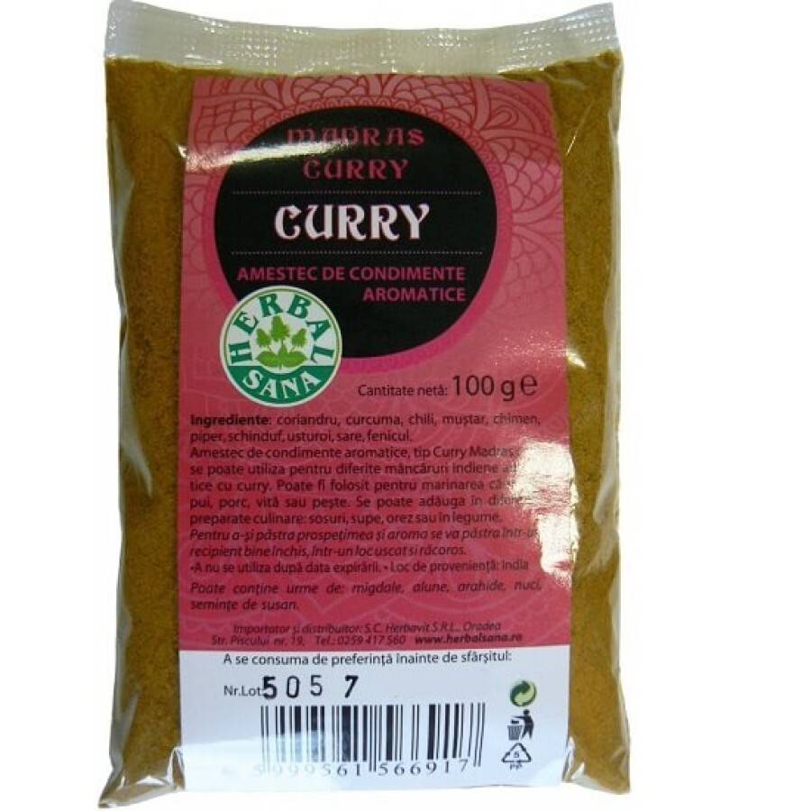 Amestec de condimente aromatice Curry, 100 g, Herbavit