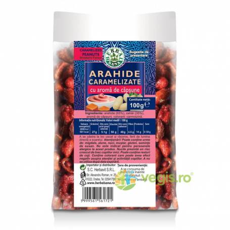 ARAHIDE CARAMELIZATE CU AROMA DE MURE, 100 G, HERBAVIT