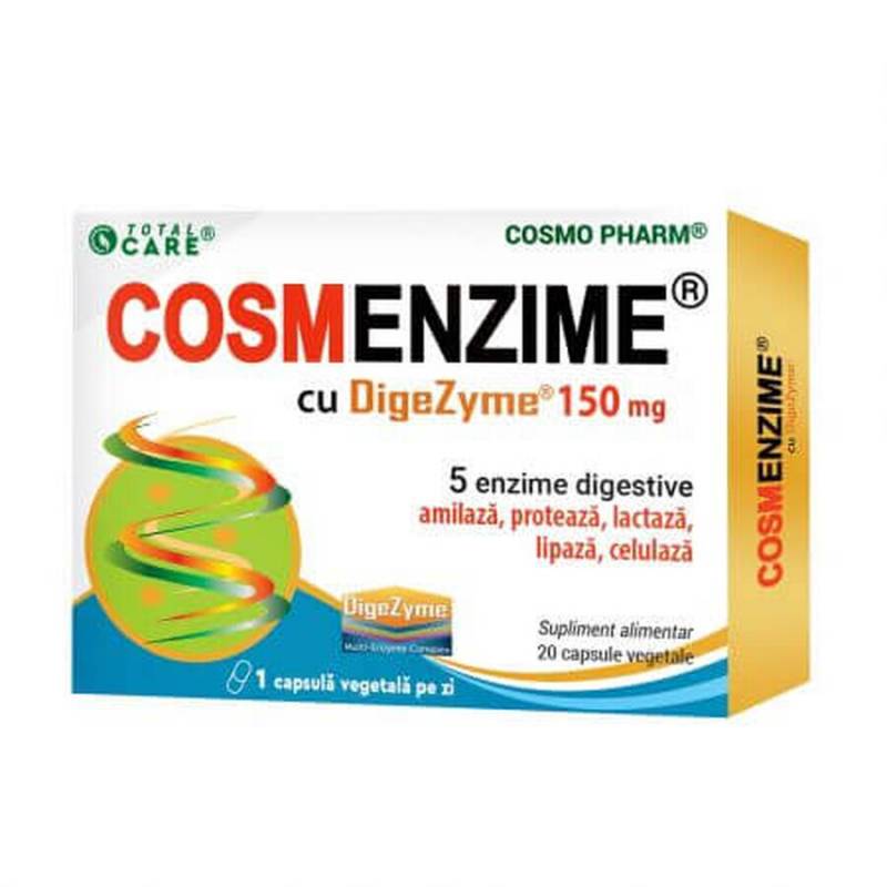 Cosmenzime, enzime digestive, 150 mg, 20 comprimate, Cosmo Pharm