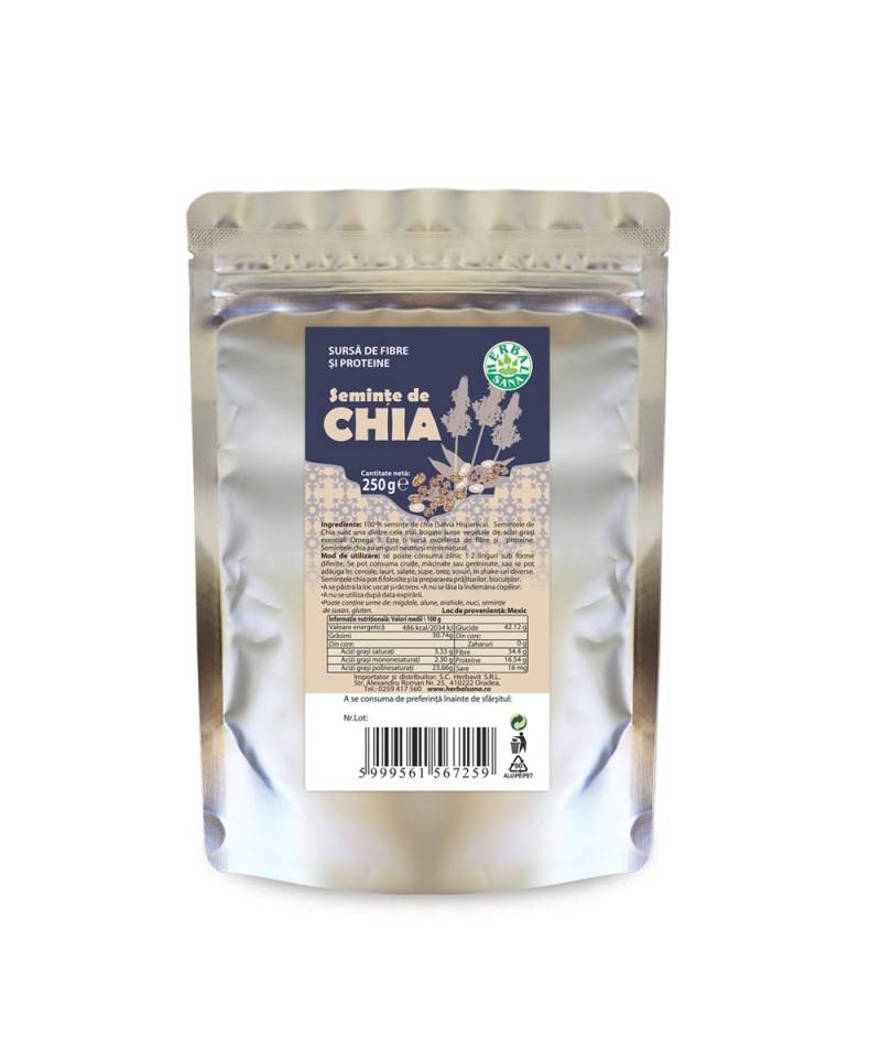 Seminte de chia, 250 g, HERBAVIT