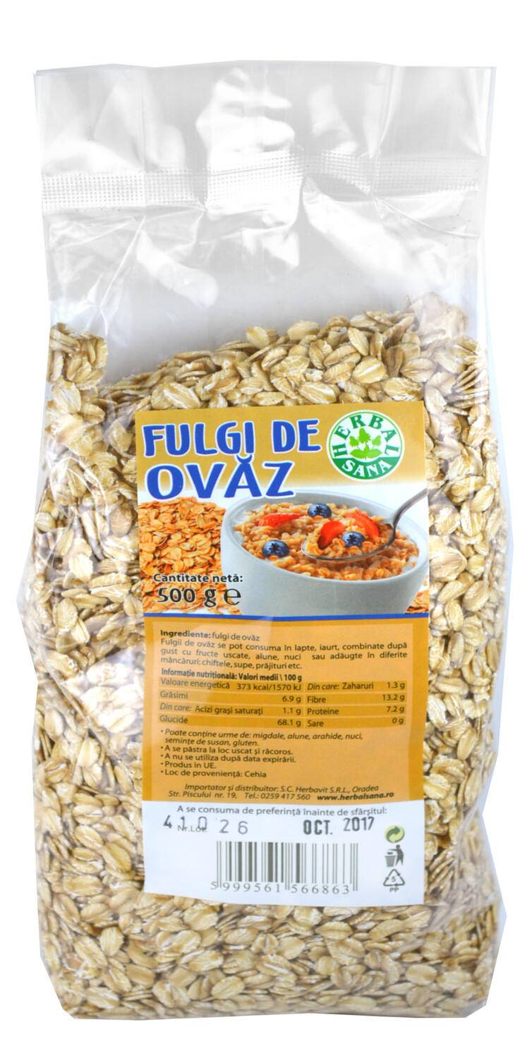 Fulgi De Ovaz, 500 g, HERBAVIT