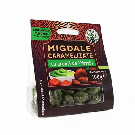 MIGDALE CARAMELIZATE CU AROMA DE WASABI, 100 G, HERBAVIT