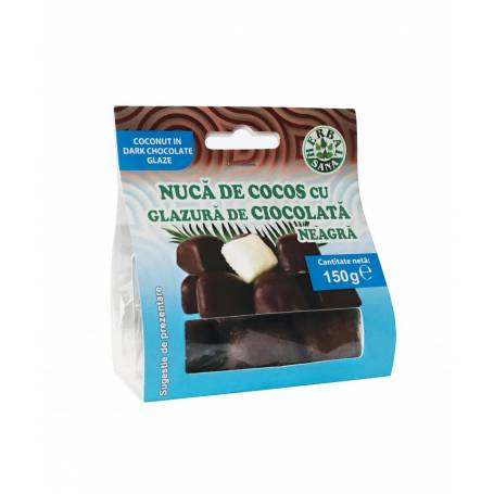 NUCA COCOS CU GLAZURA DE CIOCOLATA NEAGRA, 150 G, HERBAVIT