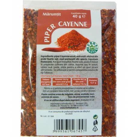 Piper Cayenne maruntit, 40 g, HERBAVIT