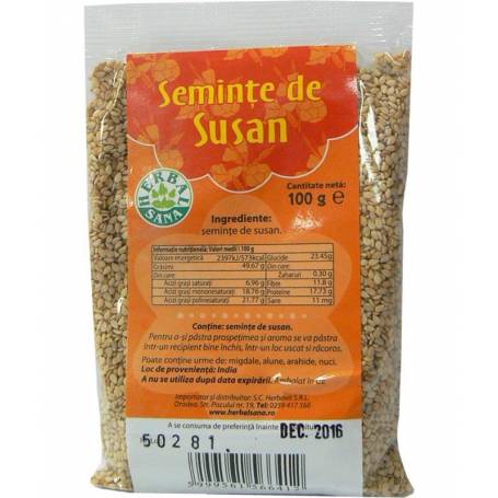 Seminte de Susan, 100 g, HERBAVIT