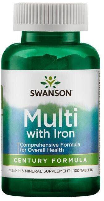 Multivitamin with Iron Century Formula, Multivitamine cu Fier, 130 tablete, Swanson