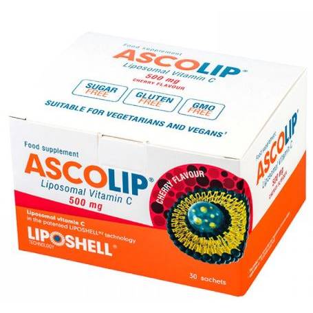 VITAMINA C 500mg LIPOZOMAL ASCOLIP, Aroma Cirese 30 plicuri - LIPOSHELL