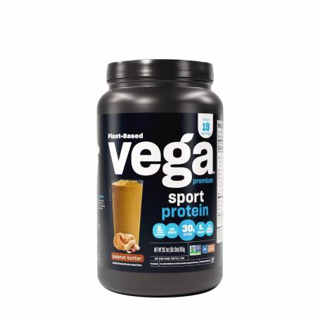 Vega Sport Premium Protein, Proteina Vegetala Premium cu Aroma de Unt de Arahide, 815g - GNC