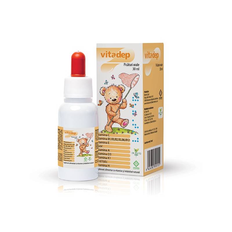 Vitadep, picaturi orale cu vitamine pentru copii, 30 ml, Dr. Phyto