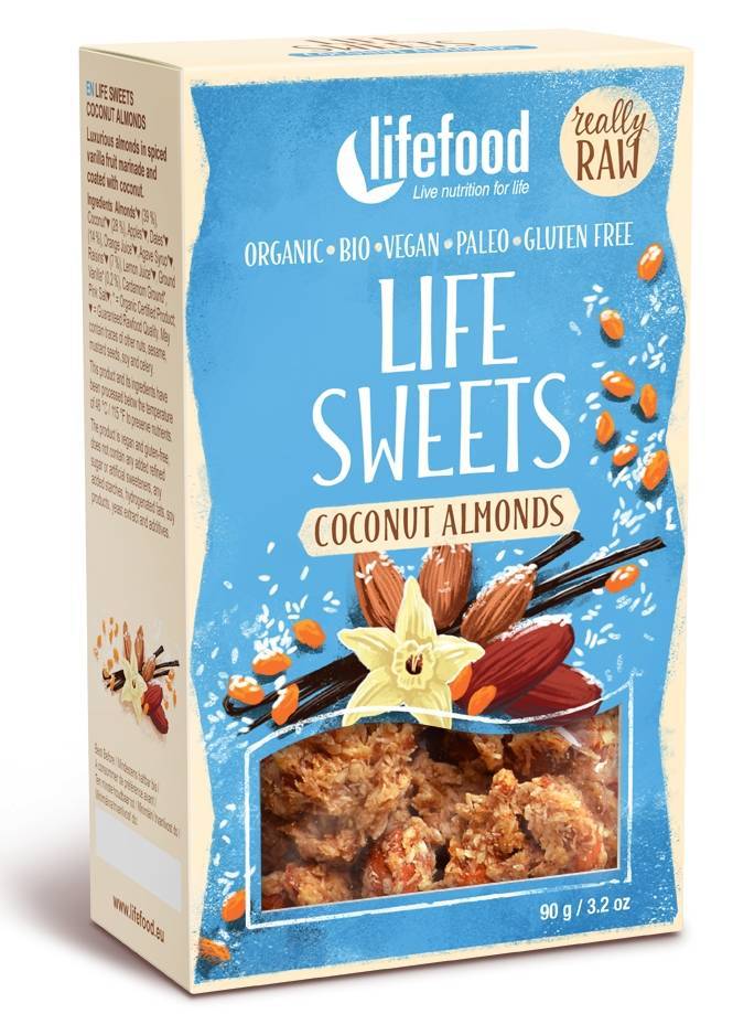 Life Sweets migdale cu cocos si vanilie raw eco-bio 90g - Lifefood