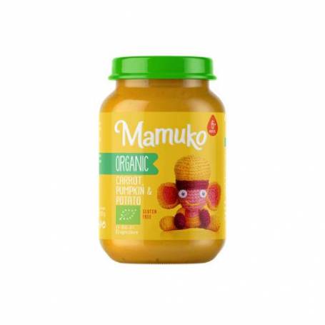 Piure de morcovi, dovleac si cartofi, eco-bio, 190g, Mamuko