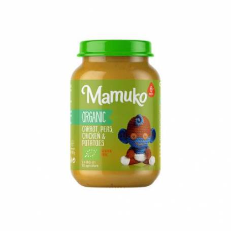 Piure de morcovi, mazare, cartofi cu pui, eco-bio, 190g, Mamuko