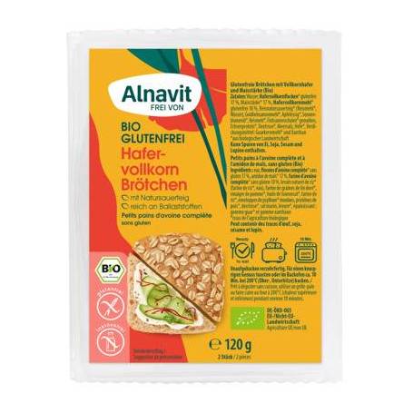 Chifle cu ovaz integral fara gluten, eco-bio, 120g, 2 bucati. Alnavit