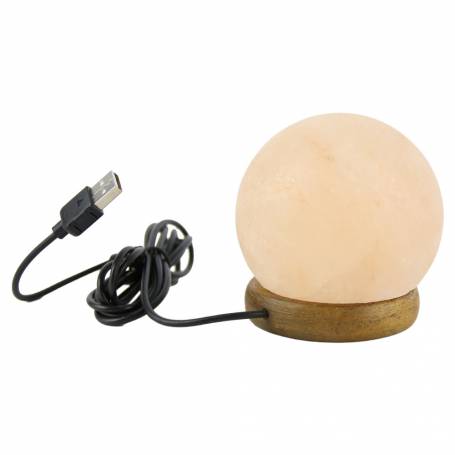 Lampa din cristale de sare de Himalaya, Glob, USB, Monte Crystal