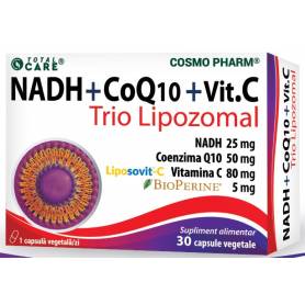 NADH+, Coenzima Q10 si Vitamina C - trio Lipozomal 30 capsule - Cosmo Pharm