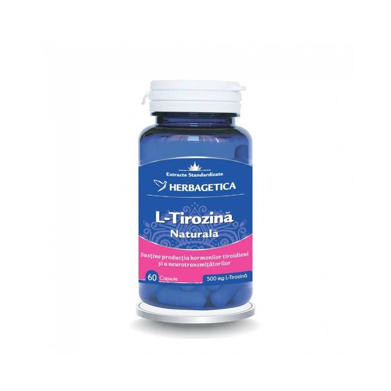 L-TIROZINA NATURALA, aminoacid tiroda, 60 capsule, Herbagetica