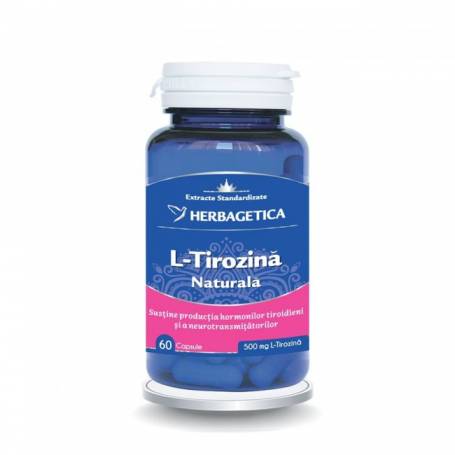 L-TIROZINA NATURALA, aminoacid tiroda, 60 capsule, Herbagetica