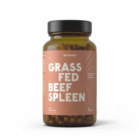 Grass fed Beef SPLEEN - splina de vita hranita cu iarba, eco-bio, 240 capsule, NUTRIEST