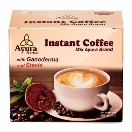 Cafea Cappuccino cu Ganoderma si stevia, 10 plicuri, Ayura Herbal