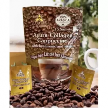 Cafea Cappuccino cu Ganoderma, acid hyaluronic si stevia, 15 plicuri, Ayura Herbal