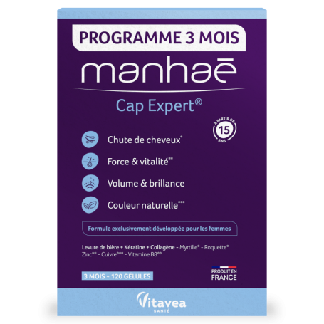 MANHAE CAP EXPERT - impotriva caderii parului, 120 capsule vegetale, VITAVEA