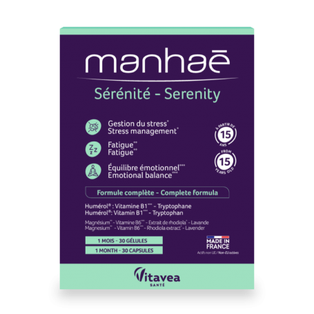 MANHAE SERENITE - stres, oboseala si echilibru emotional, 30 capsule vegetale, VITAVEA