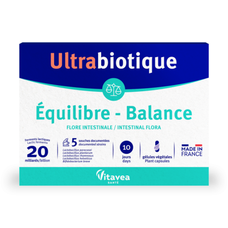 ULTRABIOTIQUE EQUILIBRE - flora bacteriana intestinala echilibrata - 10 capsule vegetale, VITAVEA