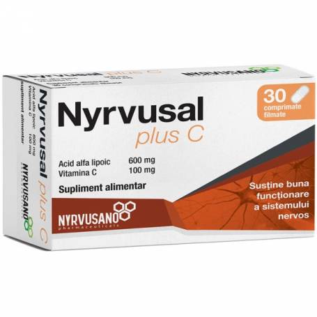 NYRVUSAL PLUS C, acid alfa lipoic si vitamina C, 30 cp, NYRVUSANO PHARMACEUTICALS