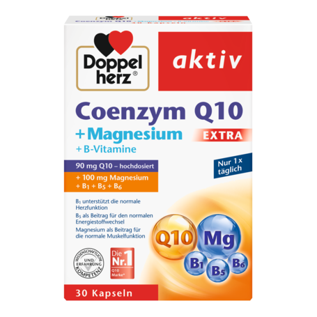 DOPPEL AKTIV - COENZIMA Q10 EXTRA, 90mg + Magneziu si vit. B, 30 capsule,  DOPPELHERZ