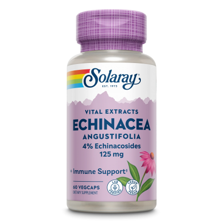 Echinacea Angustifolia - 4% echinacozide, 125mg, 60 caps veg, Solaray - Secom