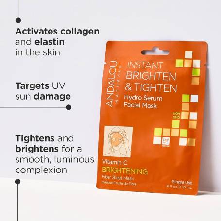 Masca tip servete, pentru luminozitatea tenului, Instant Brighte Tighten Facial Mask, 18 ml, Secom