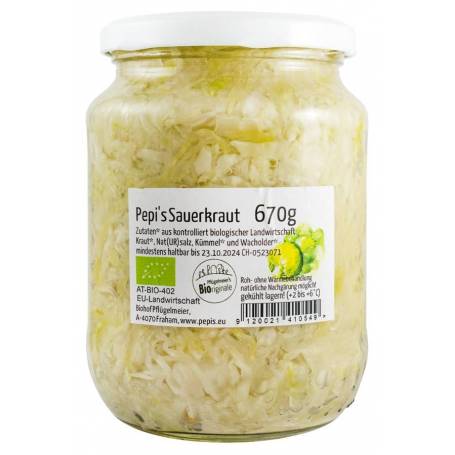 Varza murata - reteta traditionala - borcan sticla, eco-bio, 670 g, Pepi`s Sauerkraut