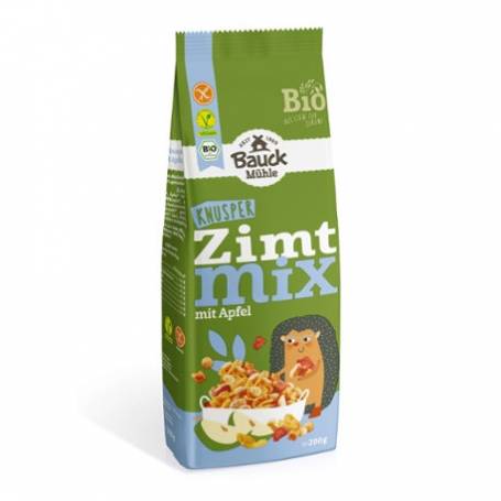 Mix crocant de porumb si ovaz cu scortisoara si mar, fara gluten, eco-bio, 200 g, BauckHof