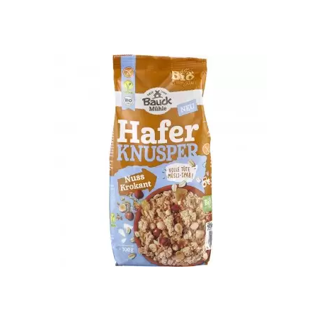 Musli crocant cu ciocolata si nuca, fara gluten, eco-bio, 300 g, BauckHof