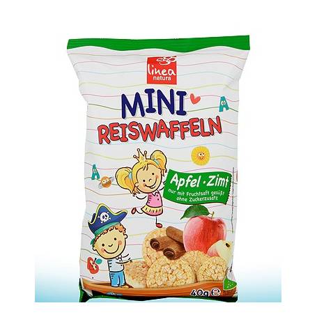 Mini rondele din orez cu mar si scortisora pentru copii, fara gluten, eco-bio, 40 g, Linea natura