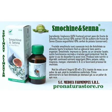 Sirop Smochine si senna, fara zahar, 100 ml, Medica - Pro Natura