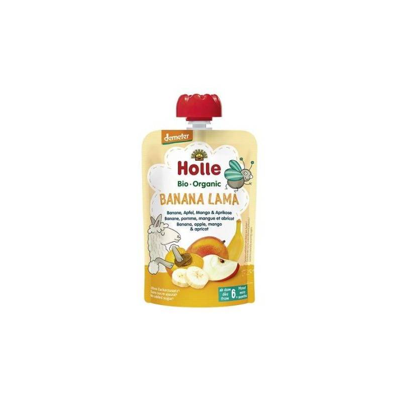 Piure de banane, mere, mango si caise pentru copii, +6 luni,