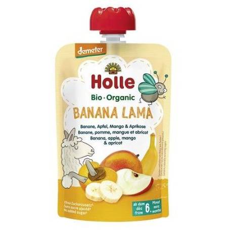 Piure de banane, mere, mango si caise pentru copii, +6 luni, eco-bio, 100 g, Holle