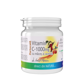 Vitamina C cu Macese si Acerola, cu aroma portocale, 10 comprimate, Medica