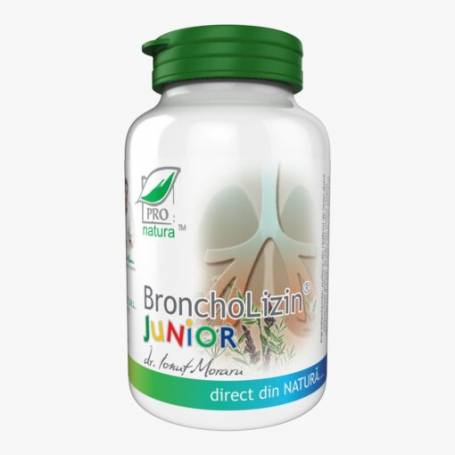 Broncholizin Junior, antiseptic pulmonar, 90 capsule, Medica - Pro Natura