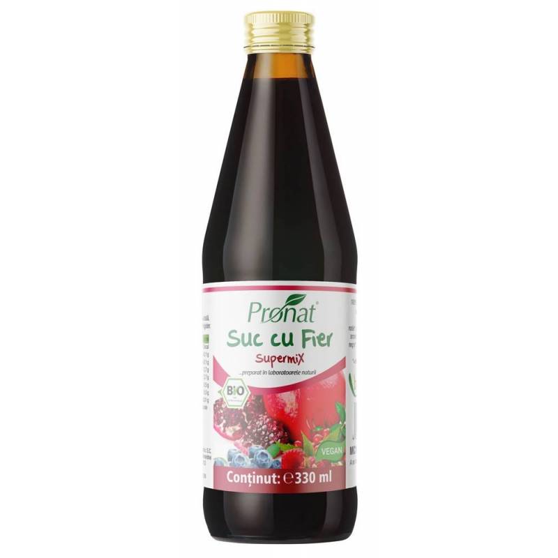 Suc de fructe cu fier Supermix, eco-bio, 330 ml, Medicura