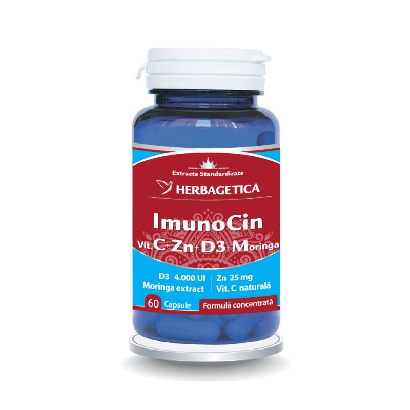 IMUNOCIN, vitamina C, D3, Zinc si Morniga, 60 capsule, Herbagetica