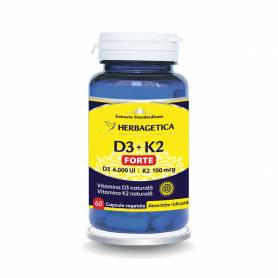 Vitamina D3 + K2 forte, 60 capsule, Herbagetica