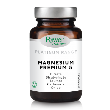 MAGNESIUM PREMIUM - 5 forme Citrat - Bisglicinat - Taurat - Carbonat - Oxid, 60, capsule, Power of Nature - Platinium Range