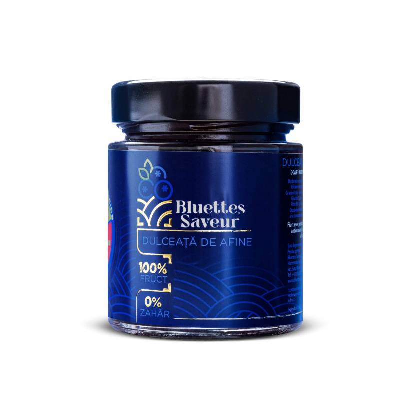 Dulceata de afine, fara zahar, 100% fruct, 220 g - Bluettes Saveur