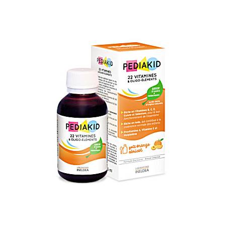 PEDIAKID 22 VITAMINE si OLIGOELEMENTE, sirop copii, aroma de caise, 125 ml, LABORATOIRES INELDEA